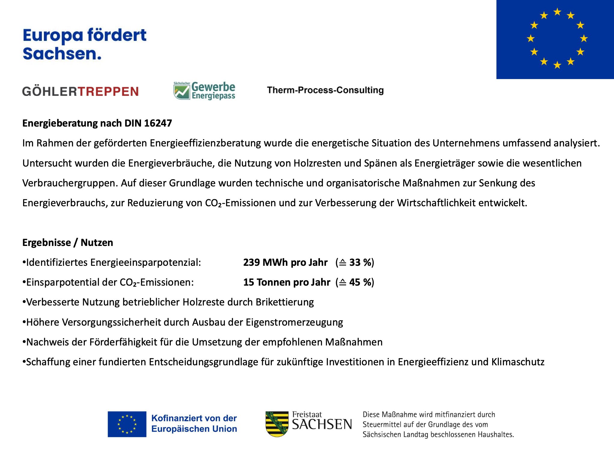 Förderung GÖHLER Treppen 2026 als Energieeffizienzprojekt in Sachsen